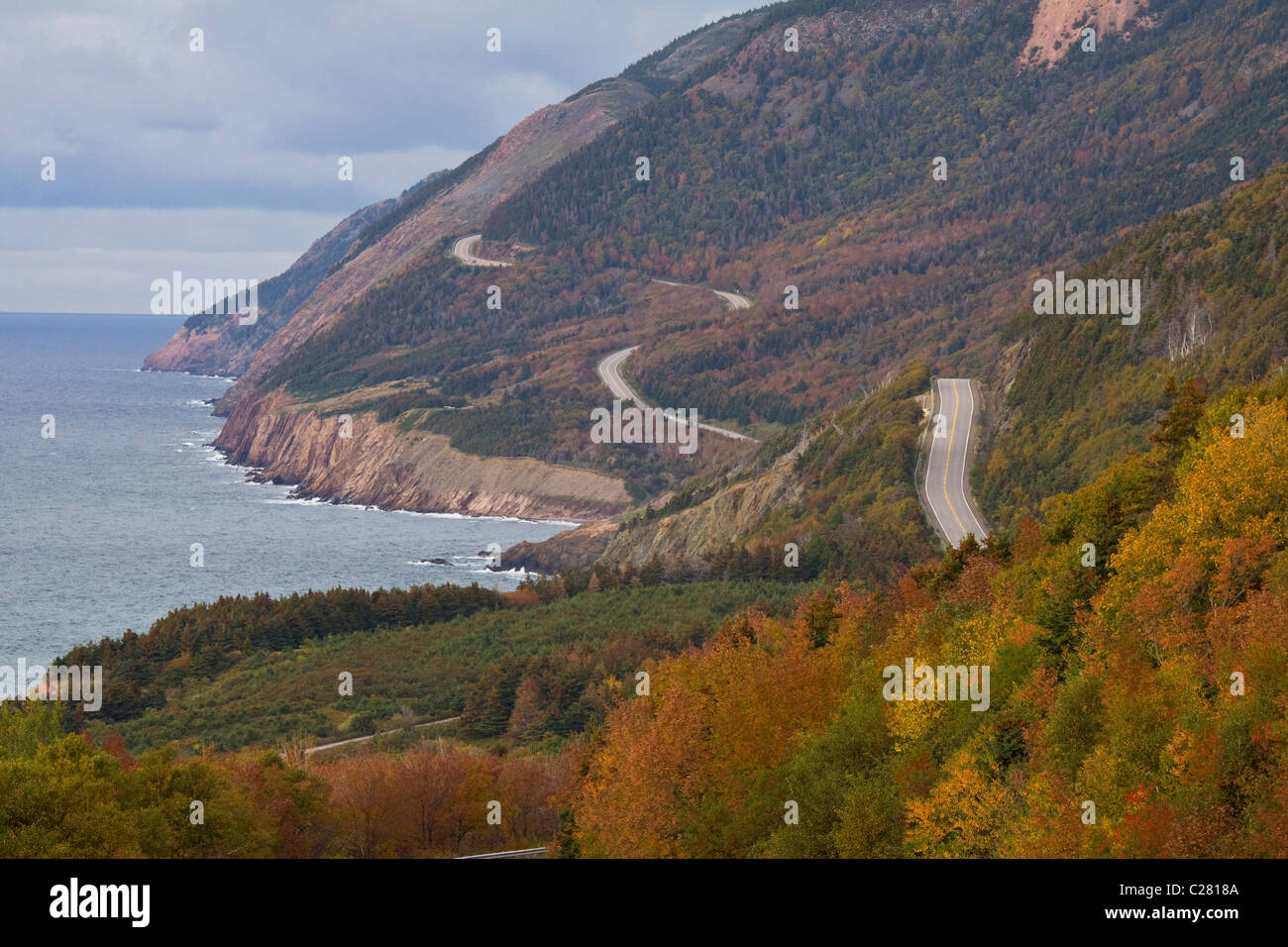 Cabot Trail, Highway 105 entlang der westlichen Küste von Cape Breton Island, Nova Scotia, Kanada Stockfoto