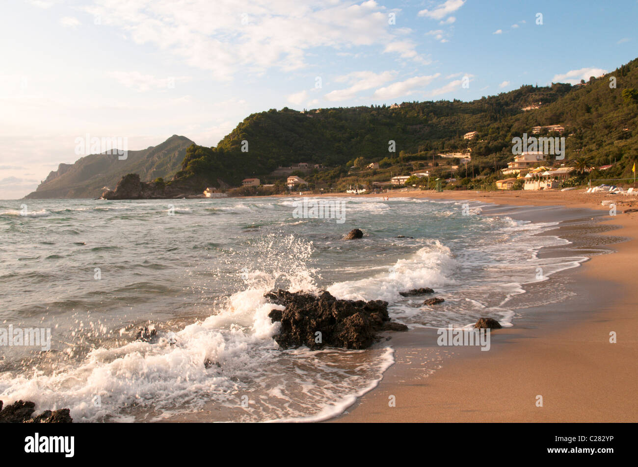 Korfu, Griechenland. Oktober. Pelekas Strand. Stockfoto
