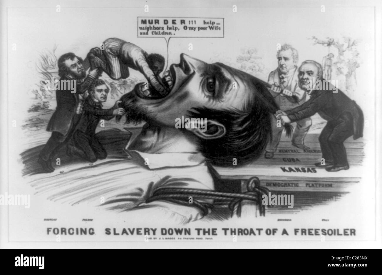 Sklaverei in den Hals des Freesoiler, Amerika zu zwingen Stockfoto