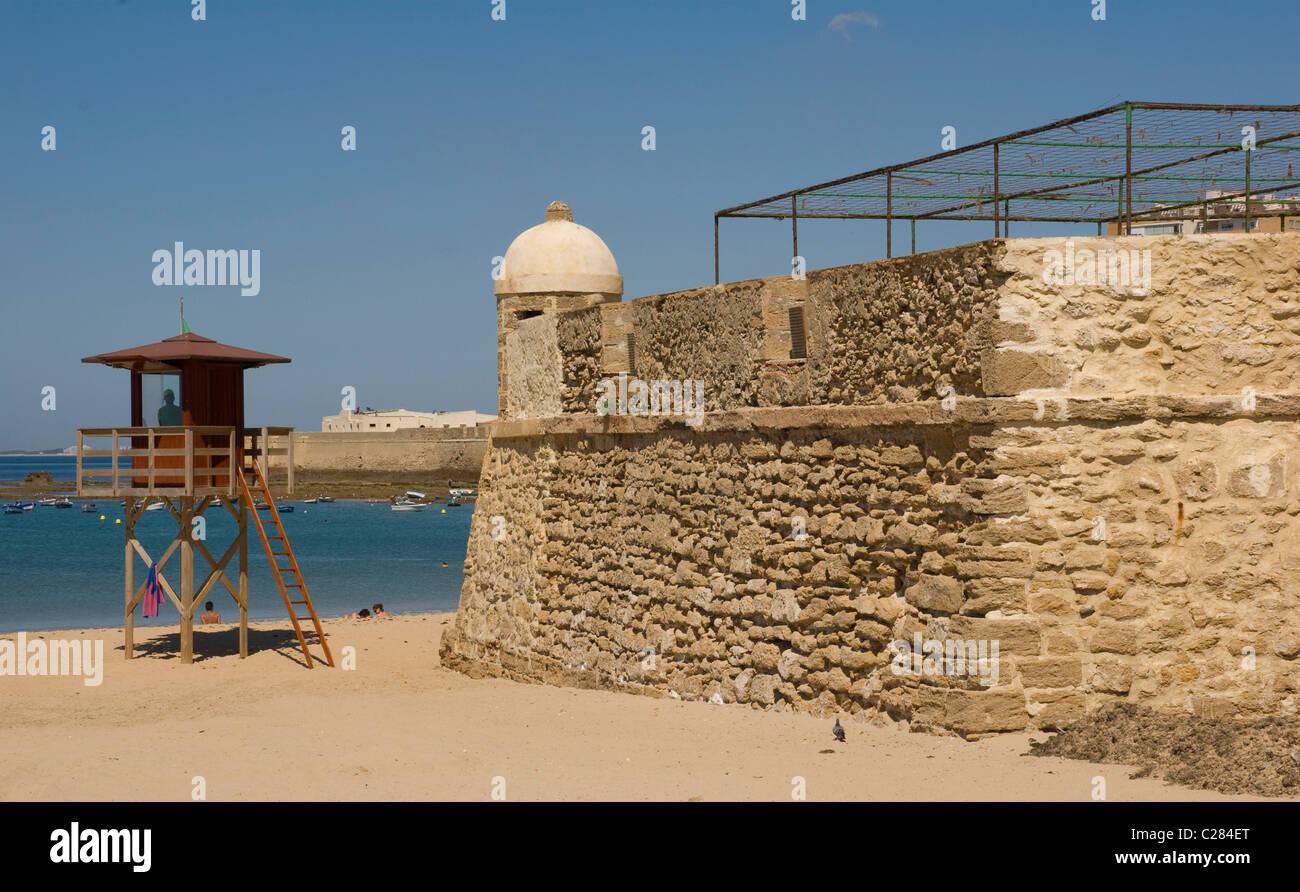 Santa Catalina Schloss von La Caleta Strand. Cádiz, Andalusien. Spanien Stockfoto