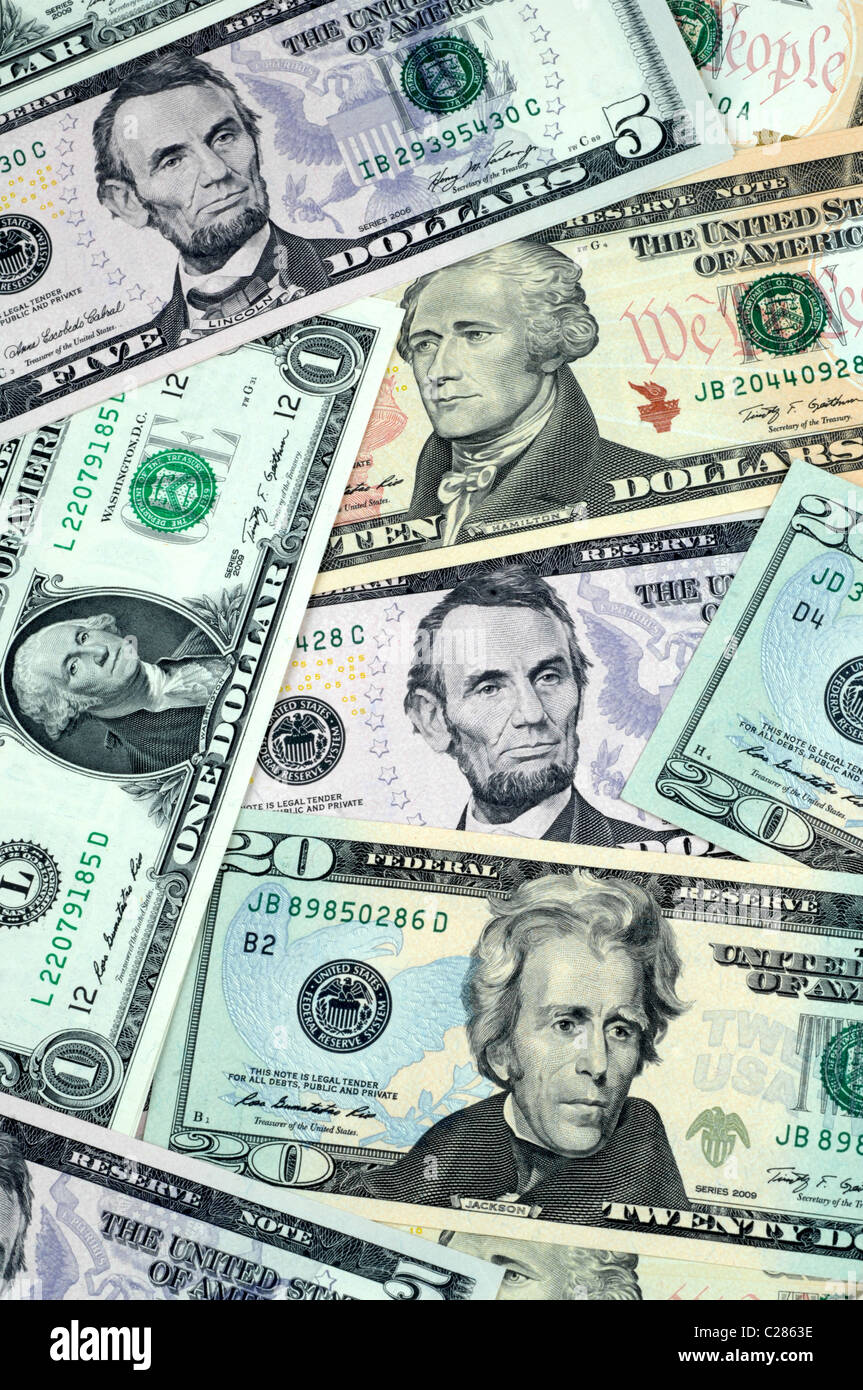 Amerikanischen Banknoten, Geld, Dollar, Dollar Stockfoto