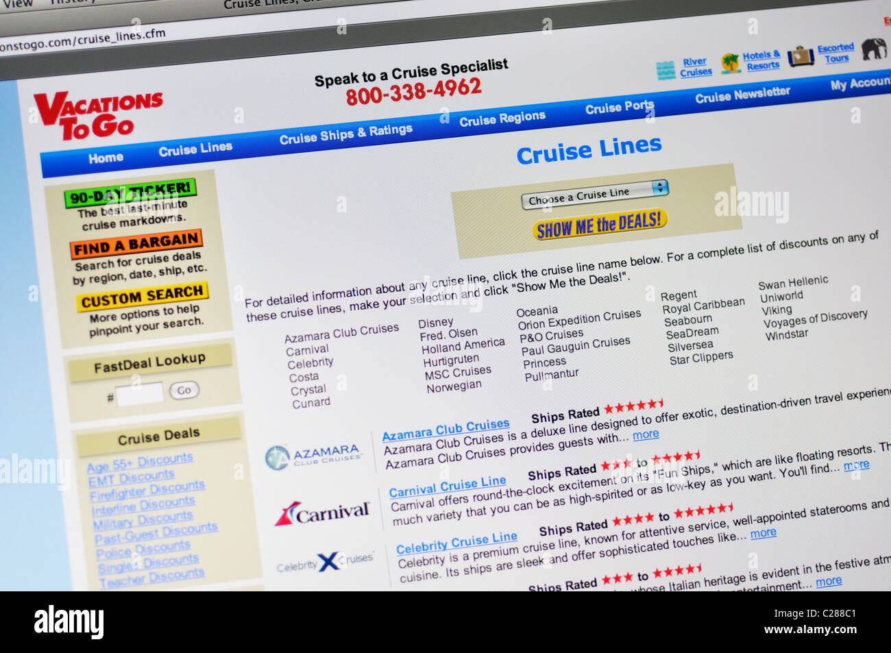 Urlaub auf Go Website - Reisen und Kreuzfahrt-Angebote und Schnäppchen Stockfoto