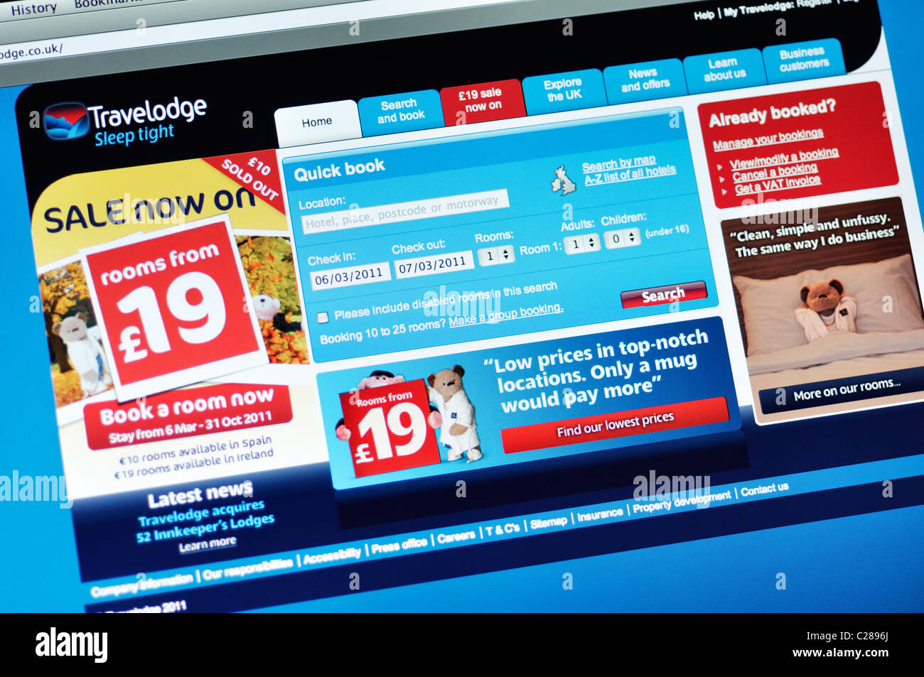 Travelodge-website Stockfoto