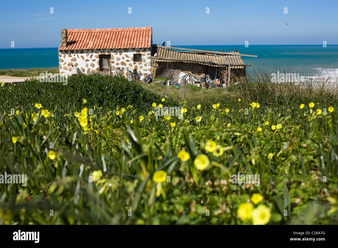 Ein Fischerhaus in Zambujeira Do Mar, dem Alentejo, Potugal Stockfoto