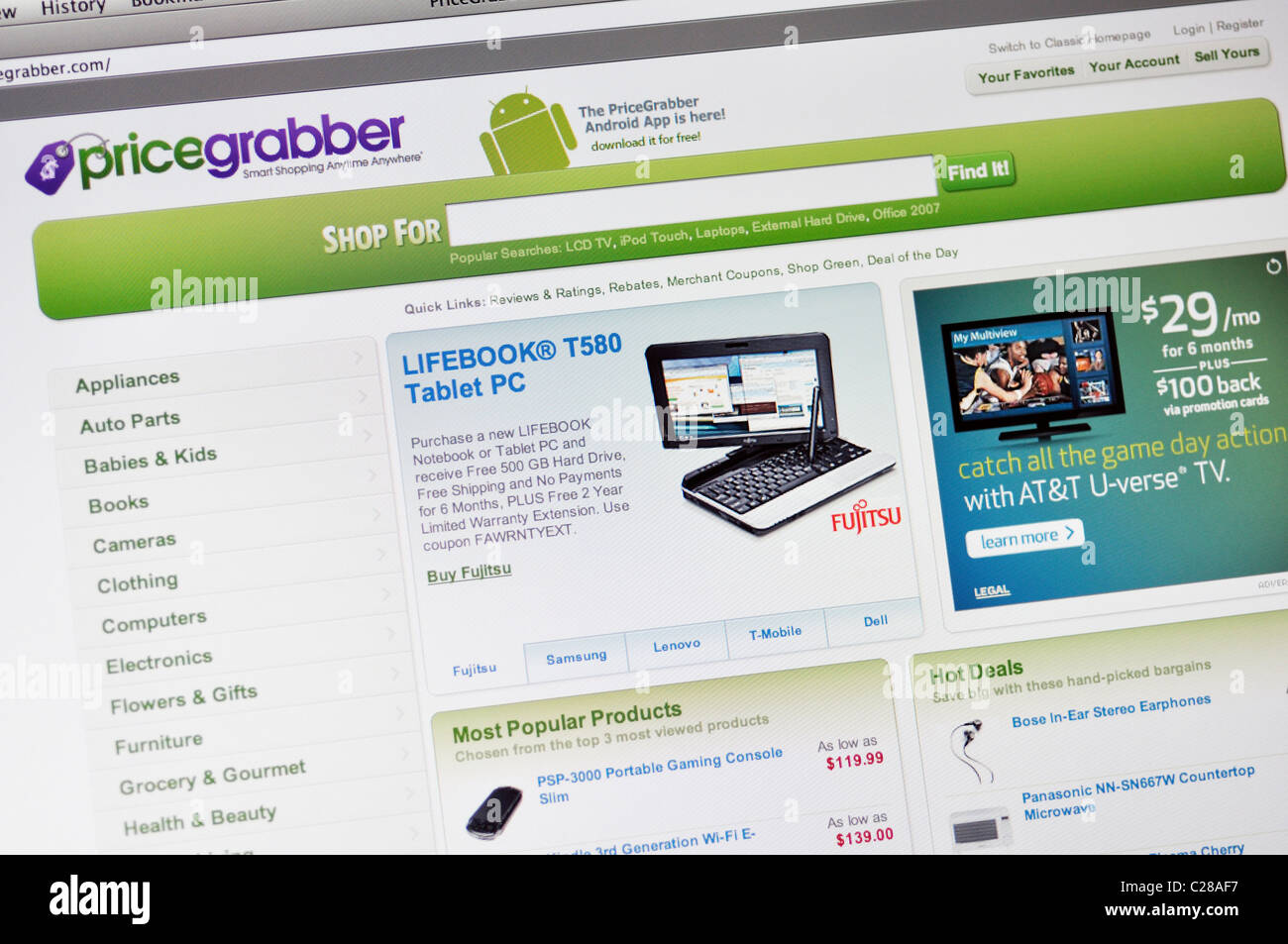 PriceGrabber Schnäppchen-shopping-website Stockfoto