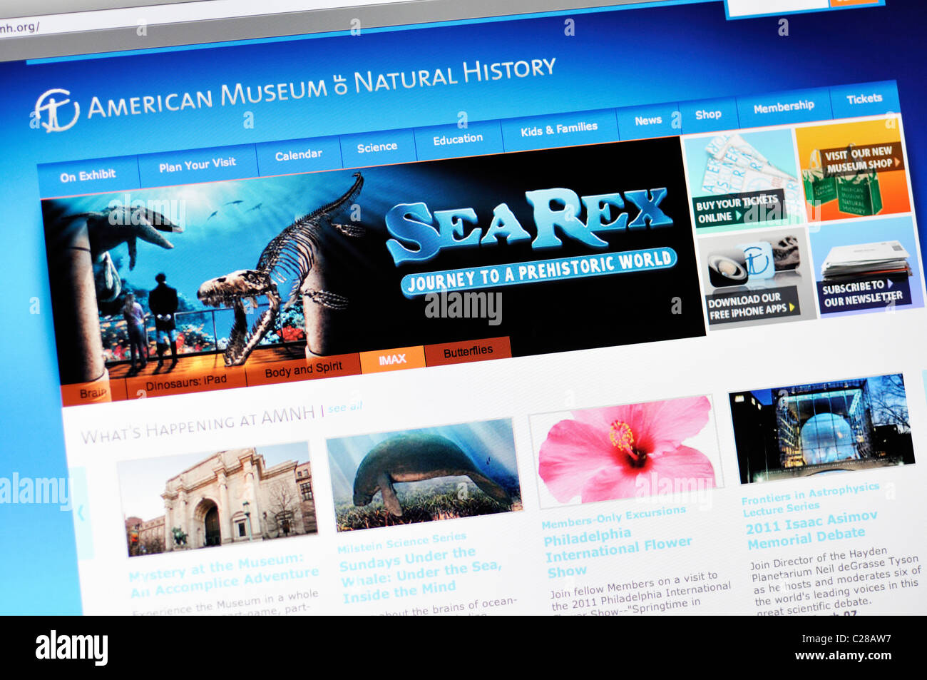 American Museum of Natural History Webseite Stockfoto