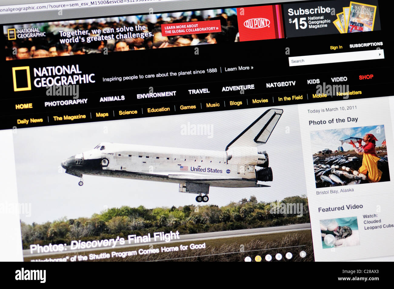 National Geographic Magazin website Stockfoto