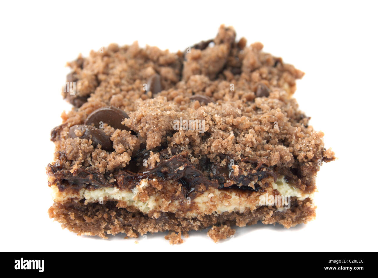 Eine köstliche Wüste umfasst, Schokoladenstückchen, Frischkäse, Eiern, Zucker, Rapsöl und deutsche Schokolade Kuchen-mix Stockfoto