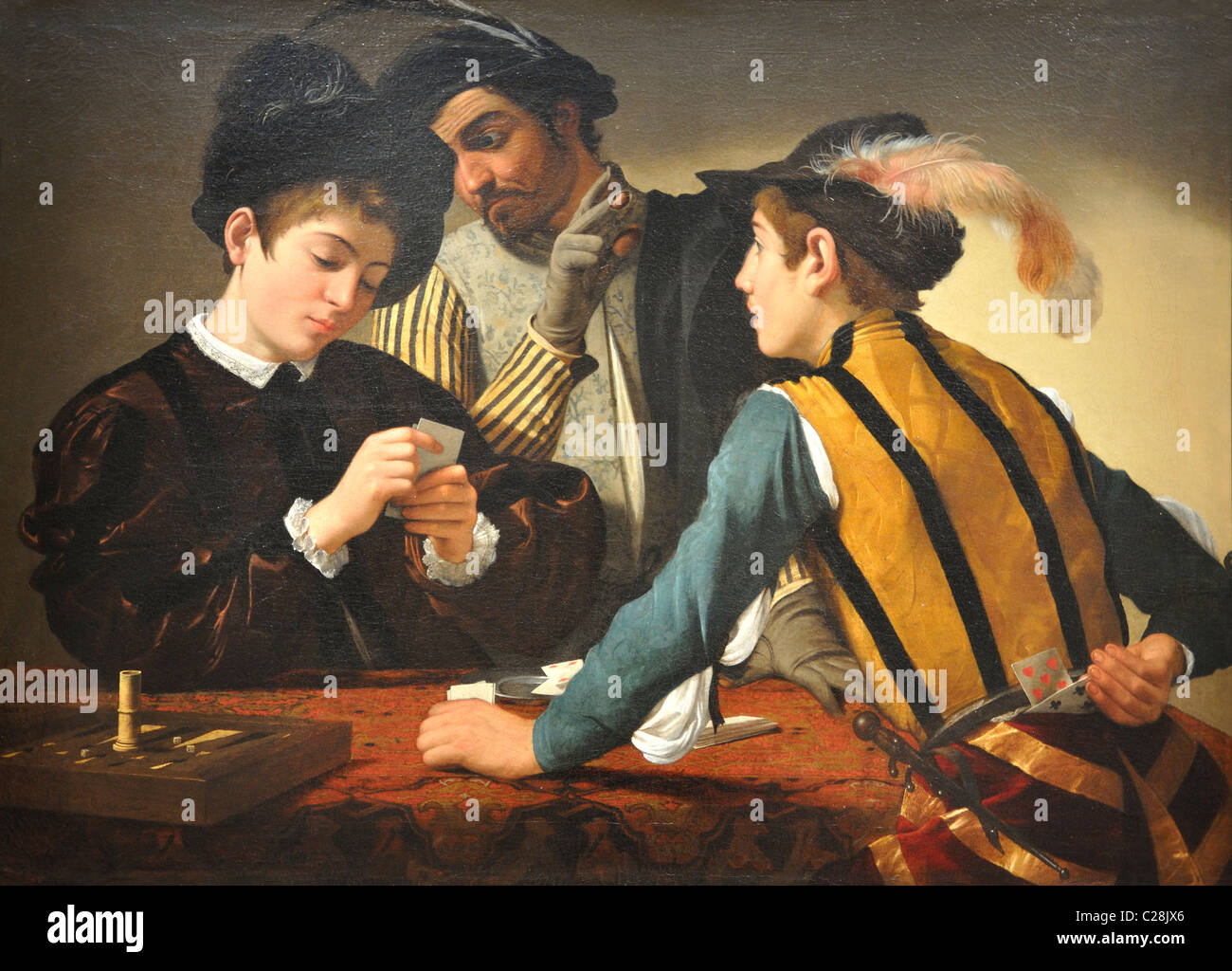 Die Falschspieler von Caravaggio, 1594 Stockfoto