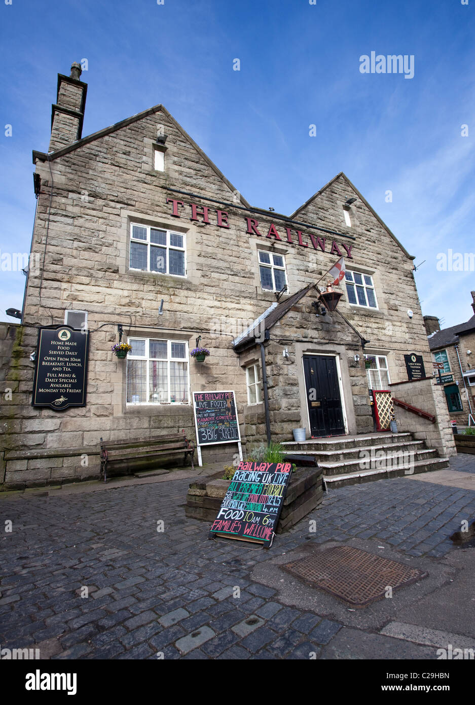 Die Railway Inn Hotel, Restaurant & Café, Ramsbottom, East Lancs Eisenbahn, Lancashire, Großbritannien Stockfoto