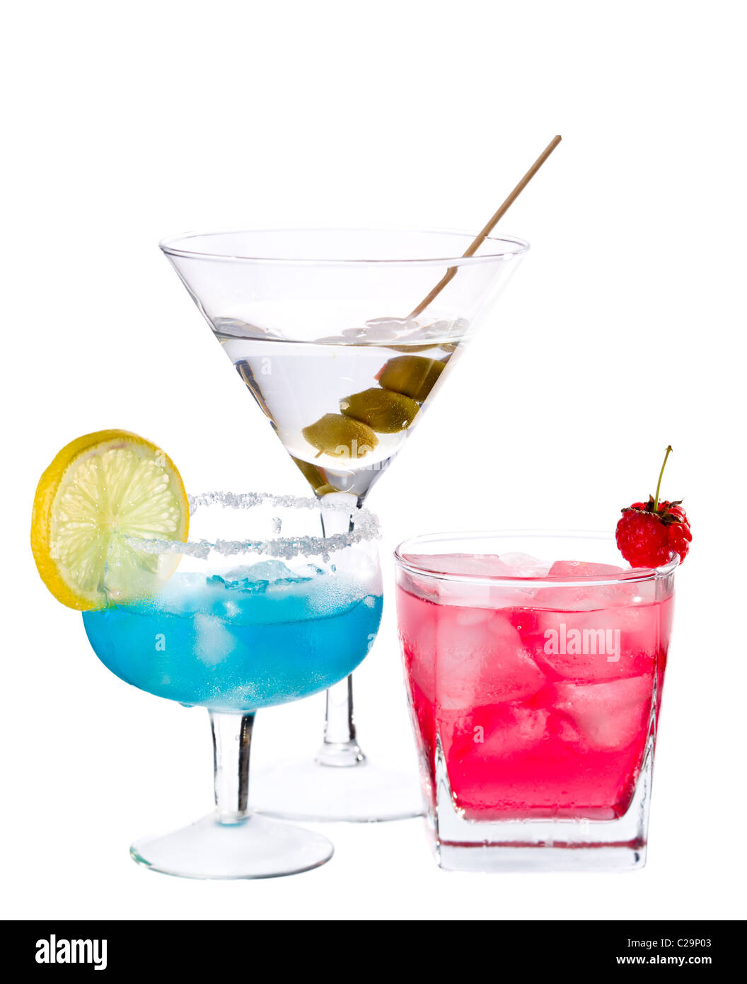 Tropische Drinks isoliert auf weißem Hintergrund Stockfoto