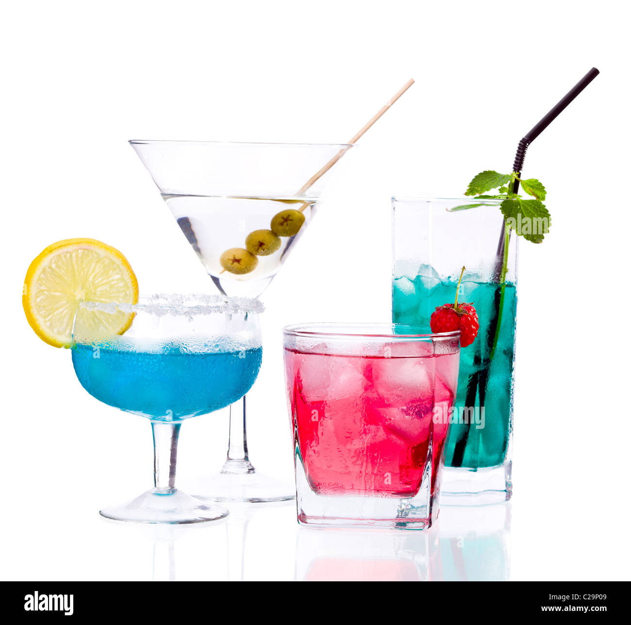 Tropische Drinks isoliert auf weißem Hintergrund Stockfoto