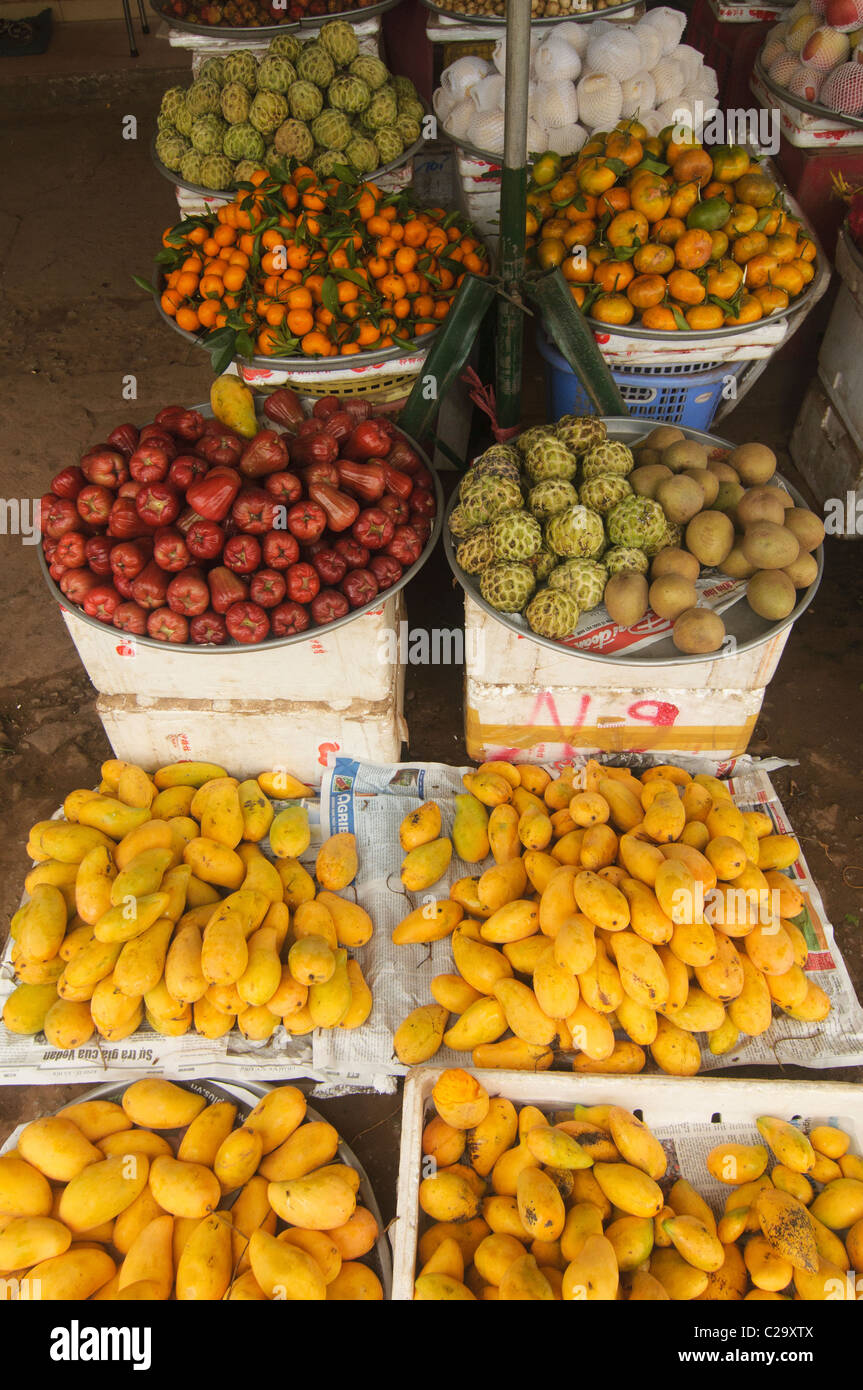 tropische Früchte auf dem Markt auf der Insel Phu Quoc in Vietnam Stockfoto