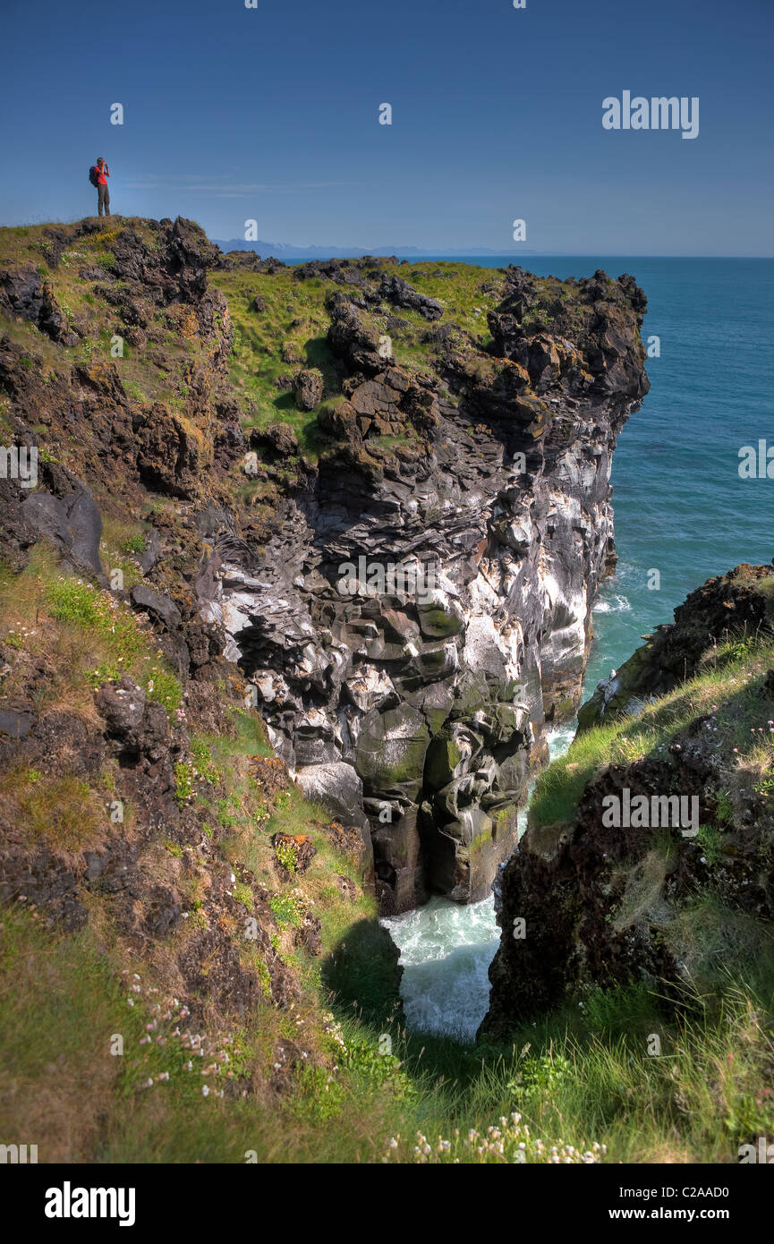 Klippen bei Hellnar Snaefellsness Halbinsel, Island Stockfoto