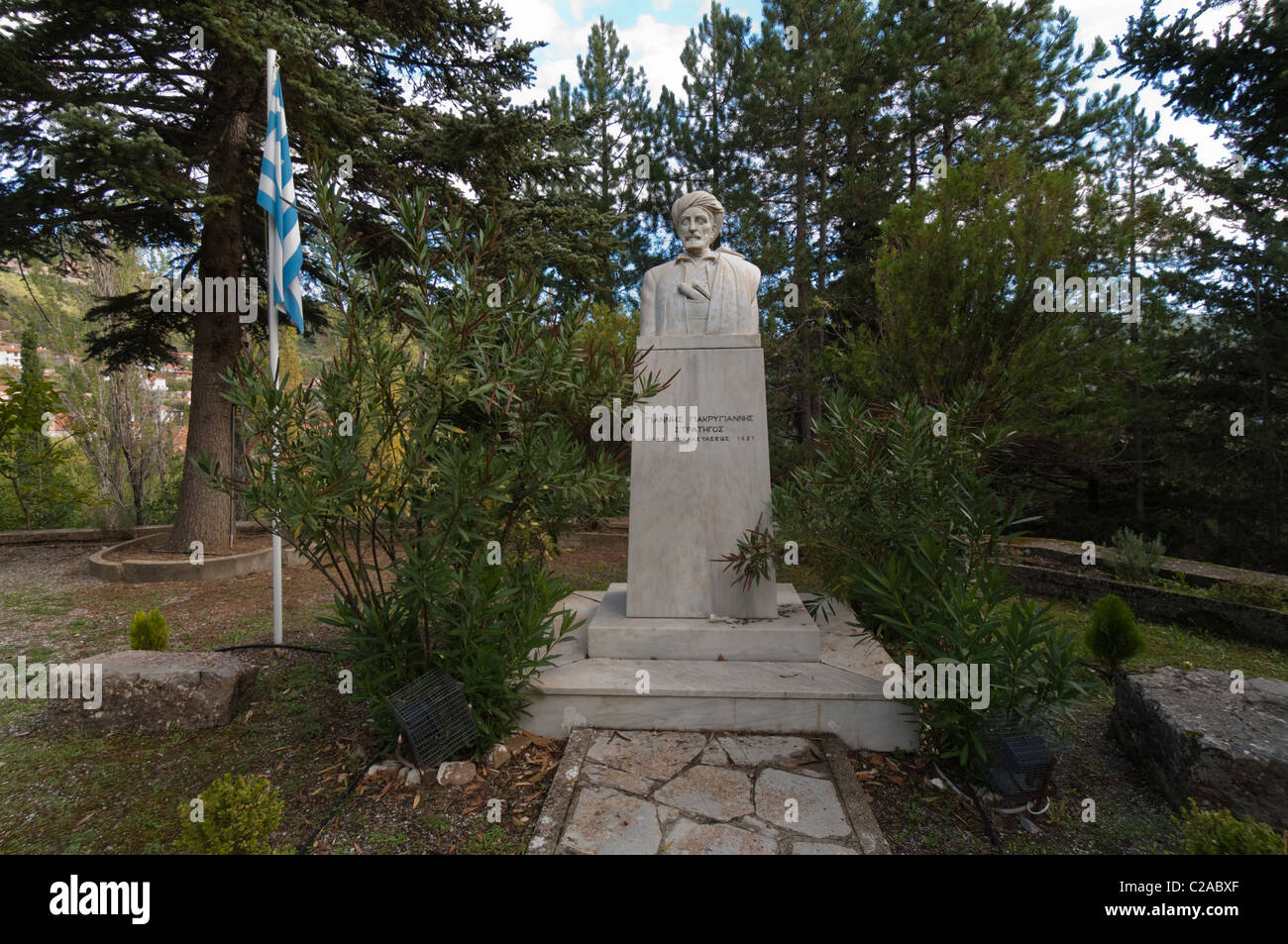 Gedenk-Büste von General Makrianny, ein griechischer Held. Stockfoto