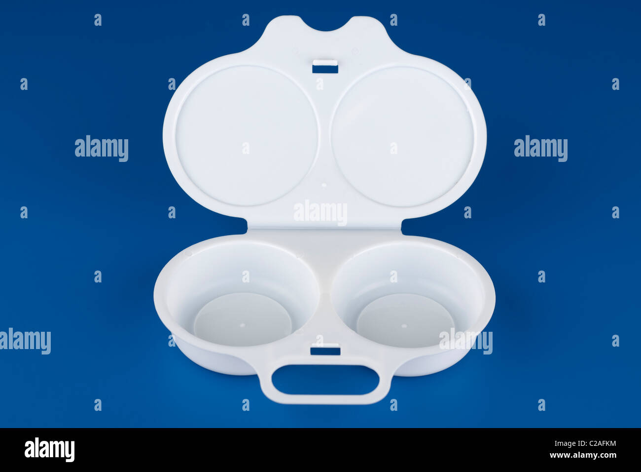 Weißer Kunststoff flip Top microwavable Ei Wilderer Stockfoto