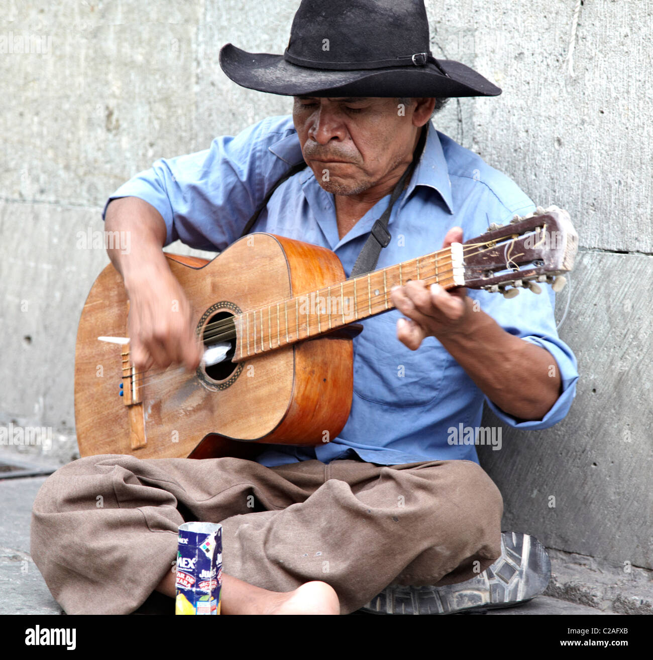 Mexikanische Mann spielt Gitarre am Zocalo-Oaxaca-Stadt-Mexiko Stockfoto
