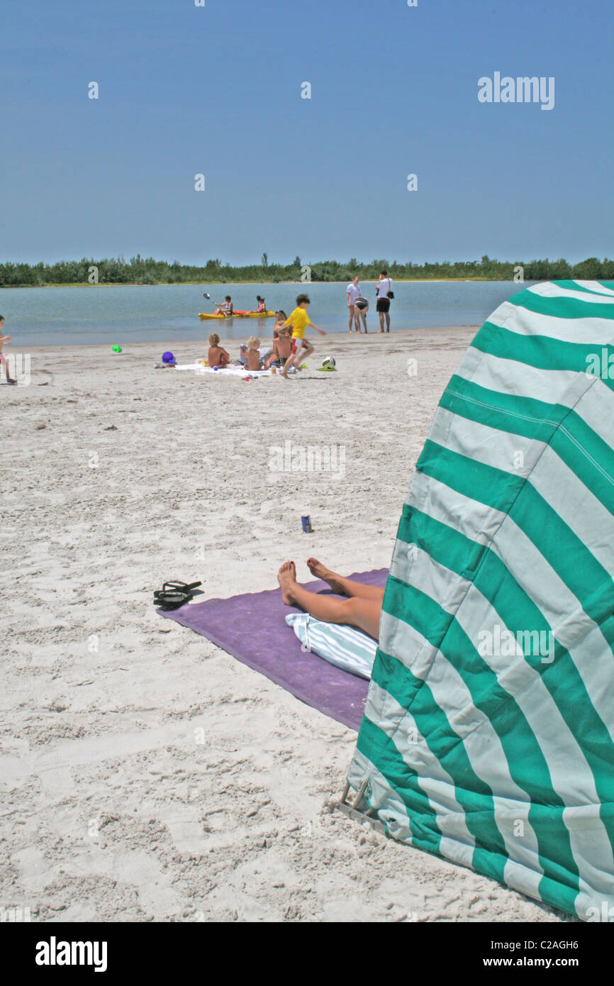 Menschen an Tigertail Beach Marco Island, Florida Stockfoto