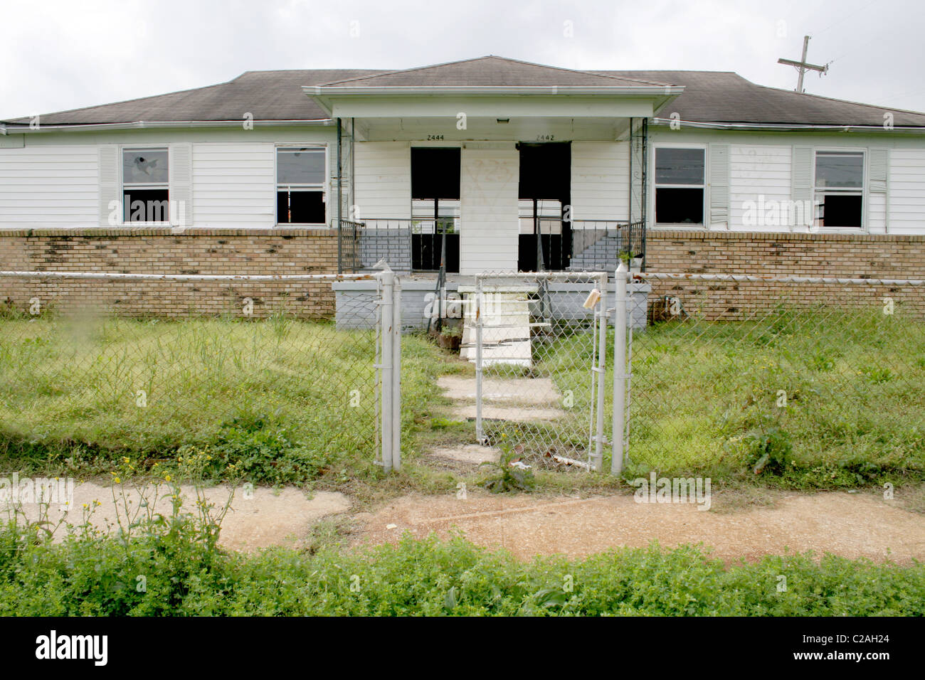 Hurrikan Katrina beschädigt Gebäude verlassenen New Orleans Louisiana Stockfoto