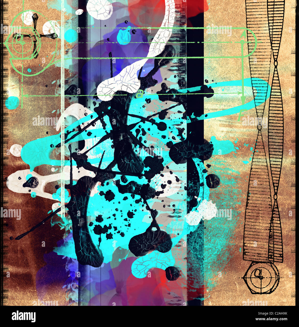 Digitale Malerei Kunst - abstrakte Collage Grunge texturiert Stockfoto