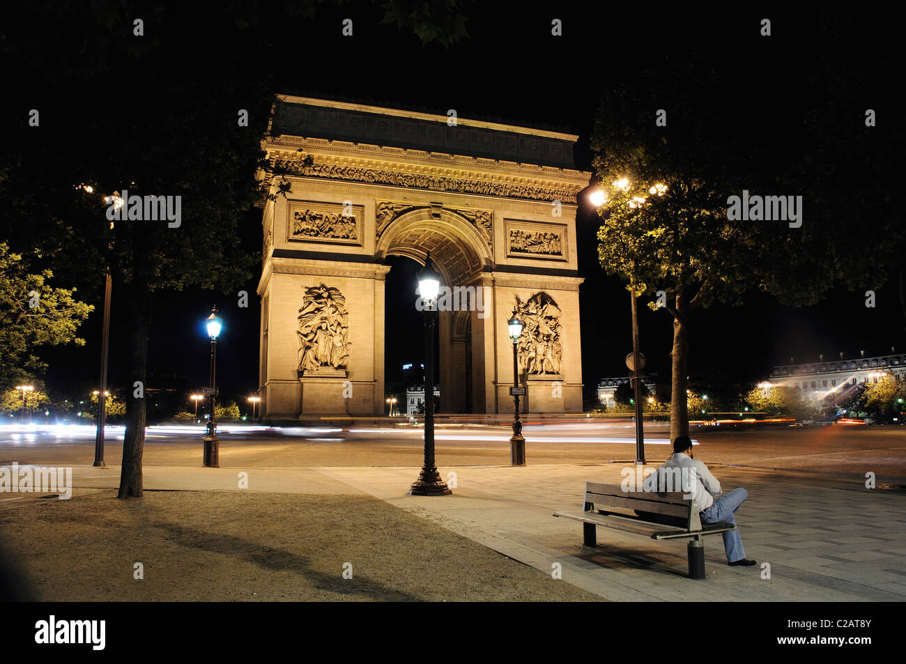 Frankreich, Paris, Arc de Triomphe nachts Stockfoto