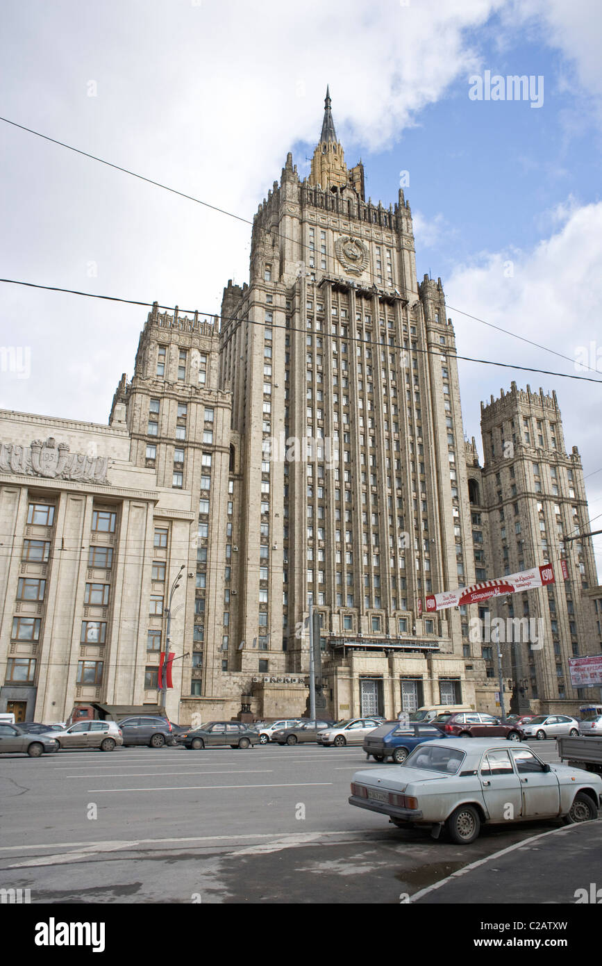 Ministerium für auswärtige Angelegenheiten Building, eines der Moskauer Wolkenkratzer im stalinistischen Stil, Moskau, Russland Stockfoto