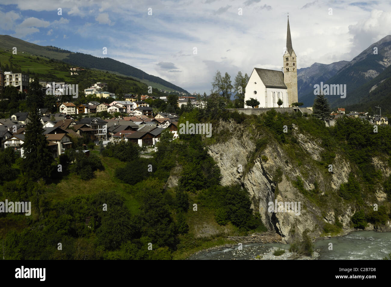 Reformierte Kirche (Kirche), Scuol Stockfoto