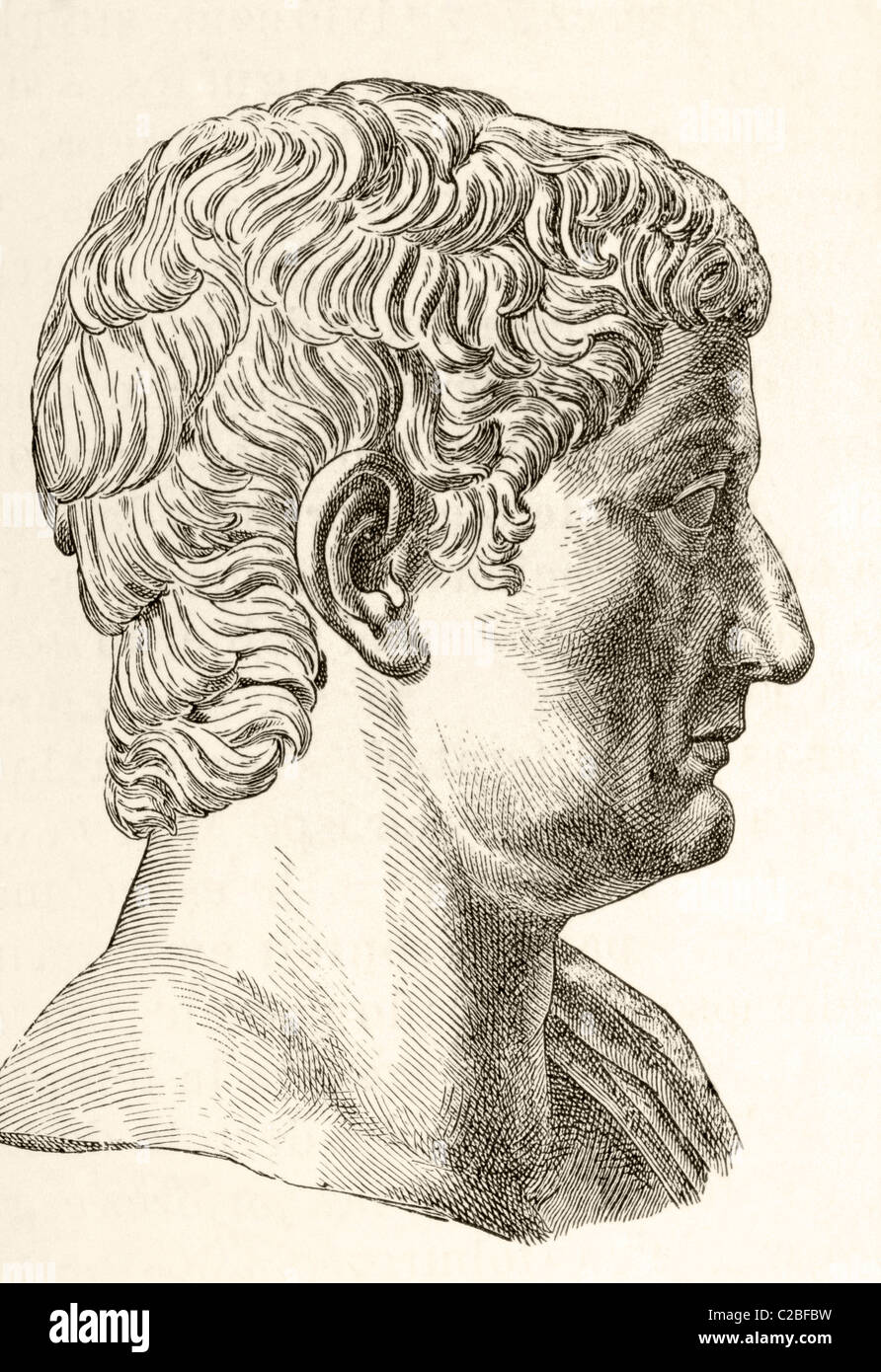 Tiberius Caesar Augustus 42BC - 37AD. Zweiter römischer Kaiser. Geboren Tiberius Claudius Nero. Stockfoto