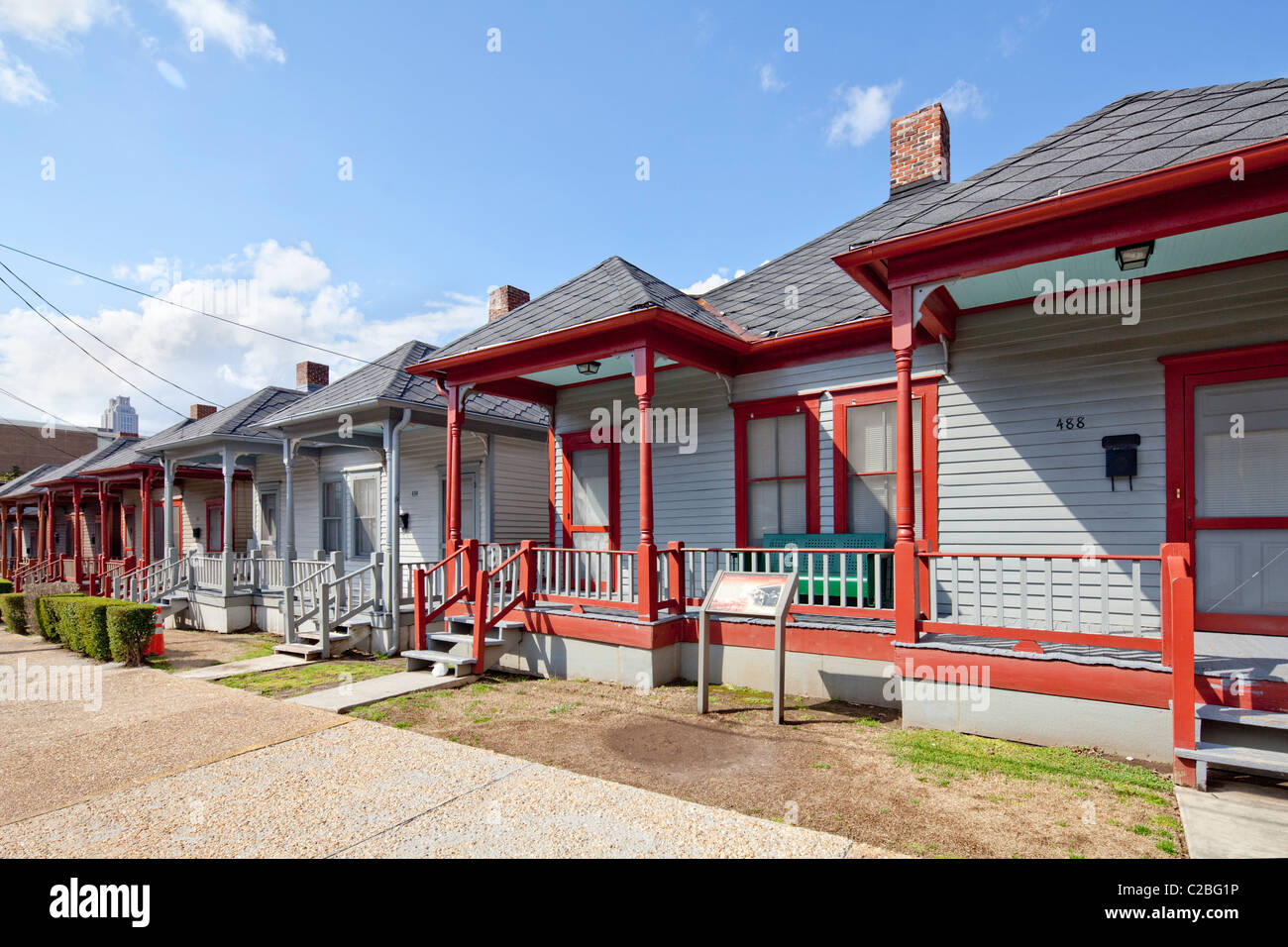 Doppelreihe Shotgun Häuser, Atlanta Stockfoto