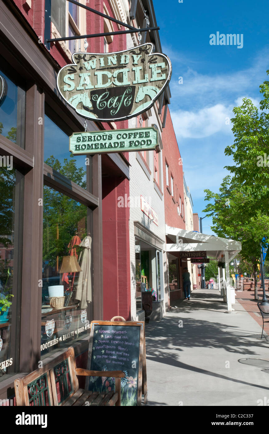 Colorado, Golden, die Innenstadt von windigen Sattel Cafe Stockfoto