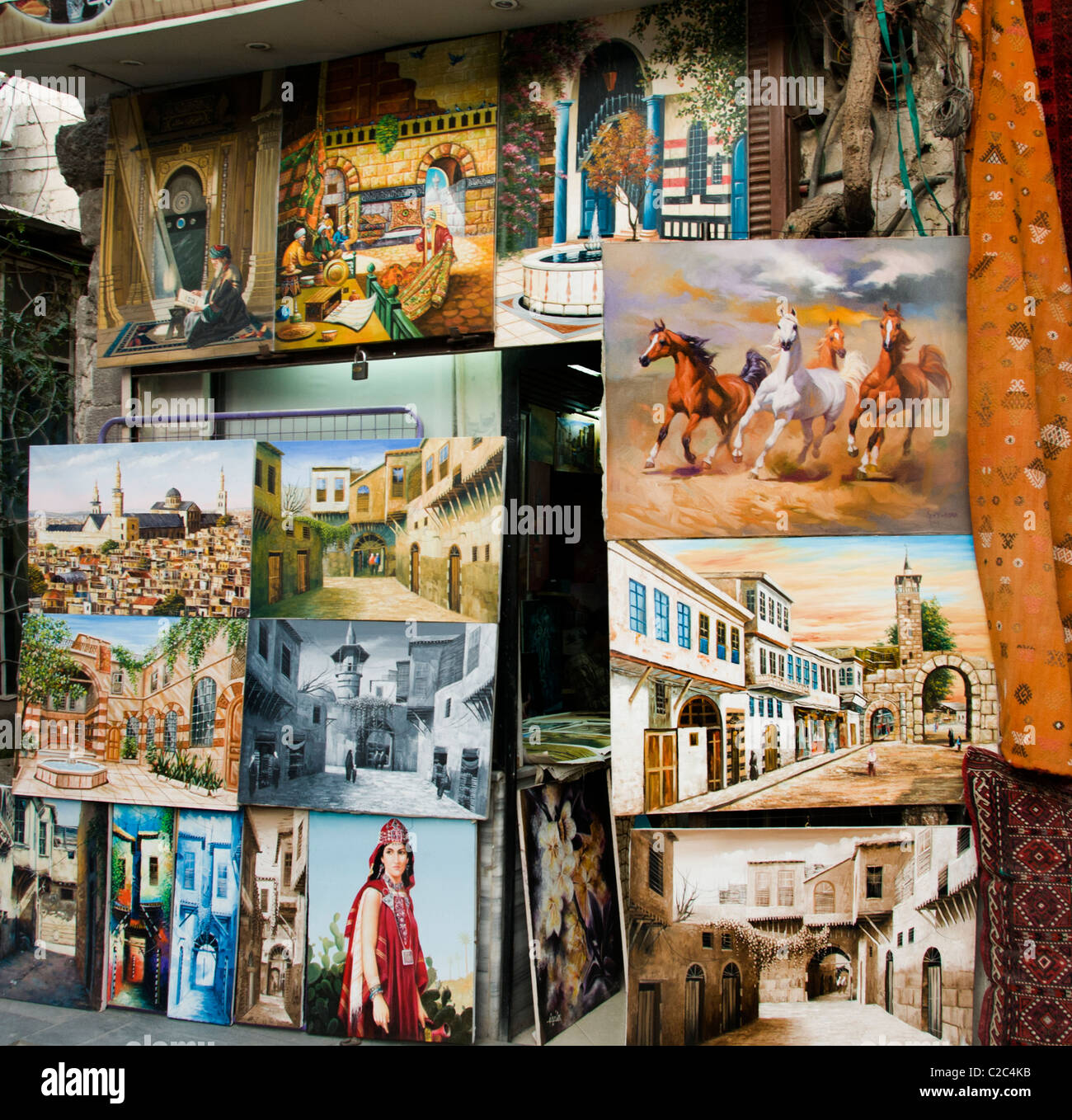 Alten Damaskus Syrien Antik Basar Kunsthandlung Souq Flohmarkt Stockfoto