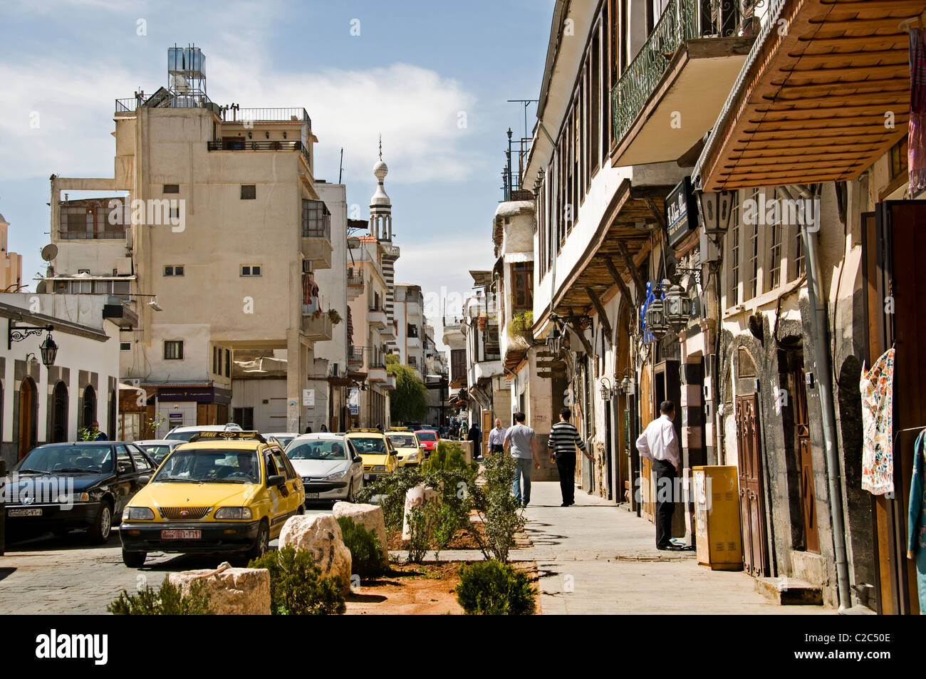 Straße zu Asche Bab Sharqi alten östlichen Tor Damaskus Syrien Moschee Stockfoto