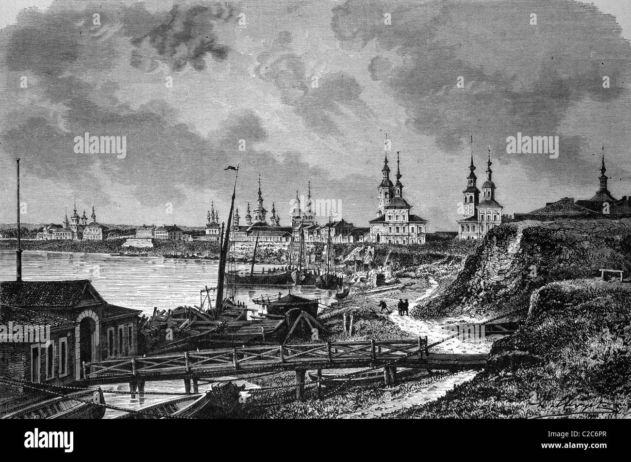 Archangelsk im Norden Russlands, historische Abbildung, ca. 1886 Stockfoto