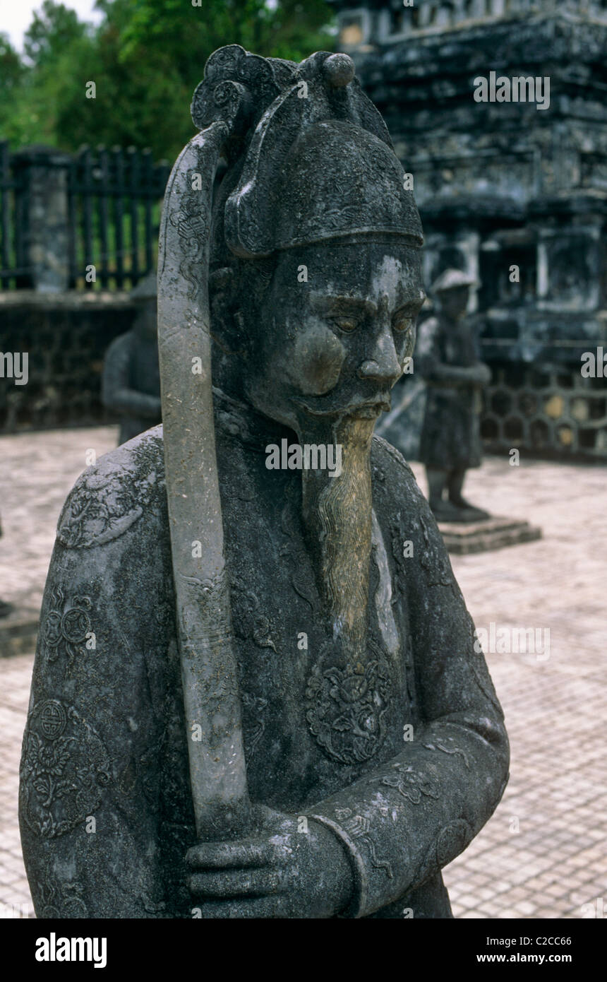 Mandarin-Statue, Ehrenhof, Grab von Minh Mang, Hue, Provinz Thua Thien Hue, Vietnam, Asien Stockfoto