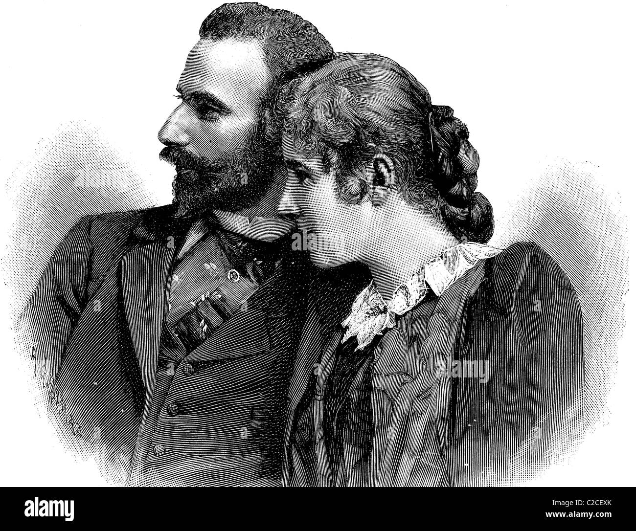 Ernst, Prinz von Sachsen-Meiningen, 1859-1941 und seine Frau Katharina Baroness von Saalfeld, Katharina Jensen, 1874-1945, histor Stockfoto