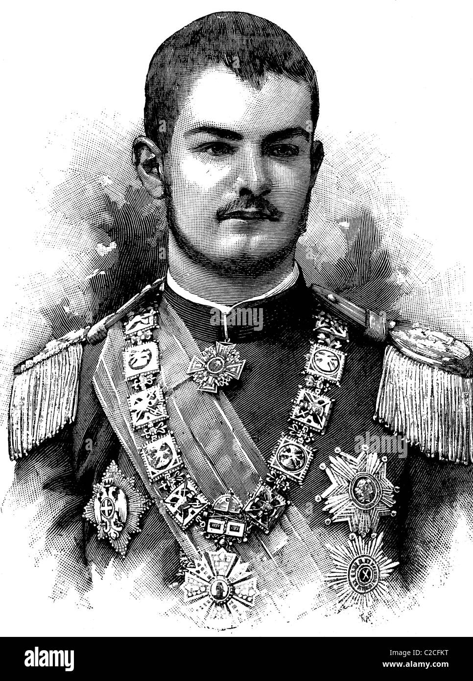 Alexander i., König von Serbien, Aleksandar Obrenovic, 1876-1903, historische Abbildung ca. 1893 Stockfoto