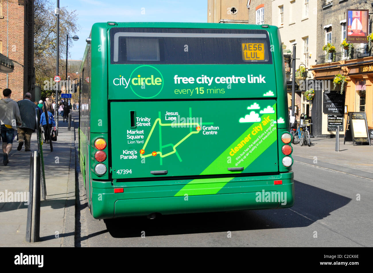 Freistadt Zentrum zirkuläre Verknüpfung Bus mit Streckenplan auf Rückseite Stockfoto