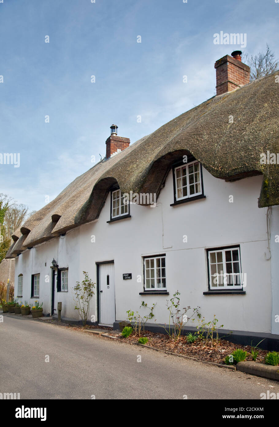 Ferienhäuser in Wherwell, Hampshire, England Stockfoto