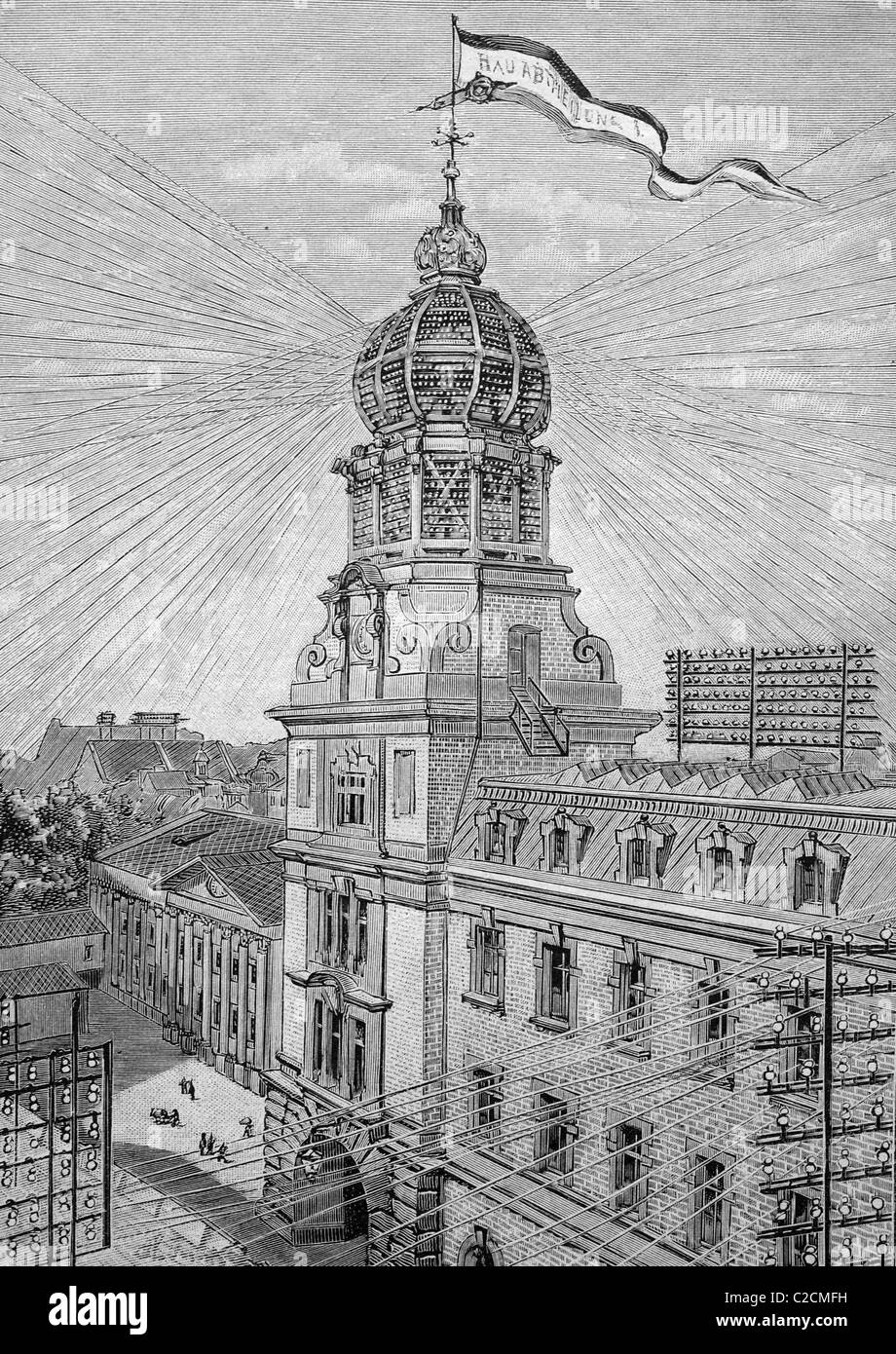 Der Telefon-Tower in Frankfurt Am Main, Hessen, Deutschland, historische Abbildung ca. 1893 Stockfoto
