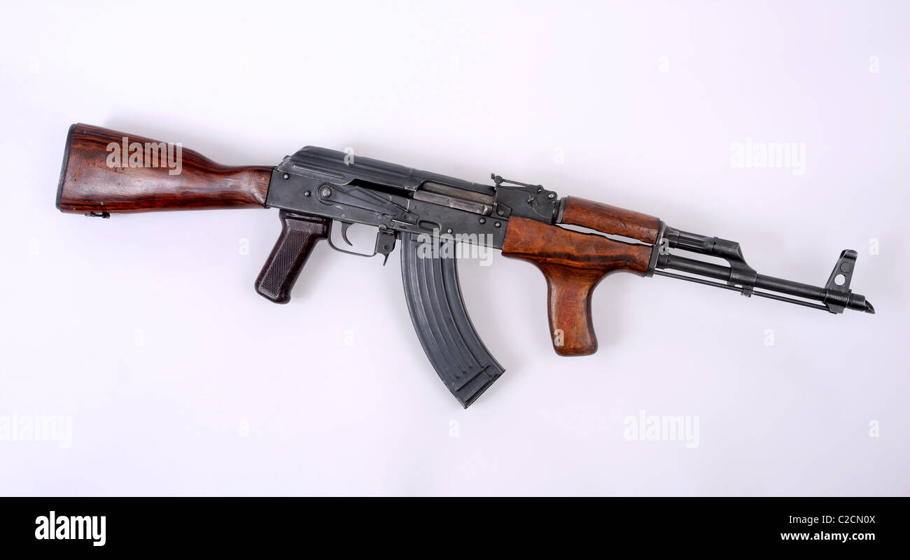 Die rumänische PM63 Version des russischen AKM Avtomat Kalashnikova Modernizirovanniy - automatisches Gewehr Kalashnikov modernisiert). Stockfoto