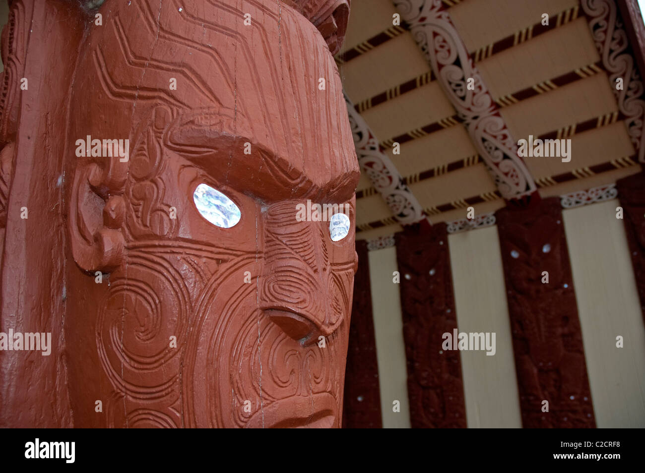 Rotorua, Maori-schnitzen, Neuseeland Stockfoto