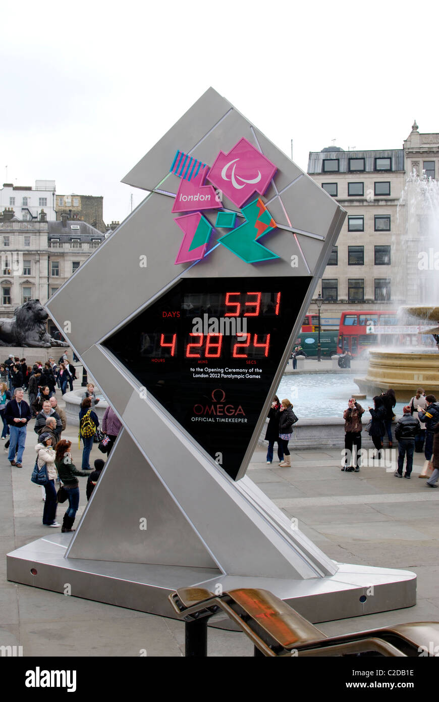 Countdown-Uhr für die Paralympischen Spiele in London eröffnet. 2012. Trafalgar Square. London. England Stockfoto