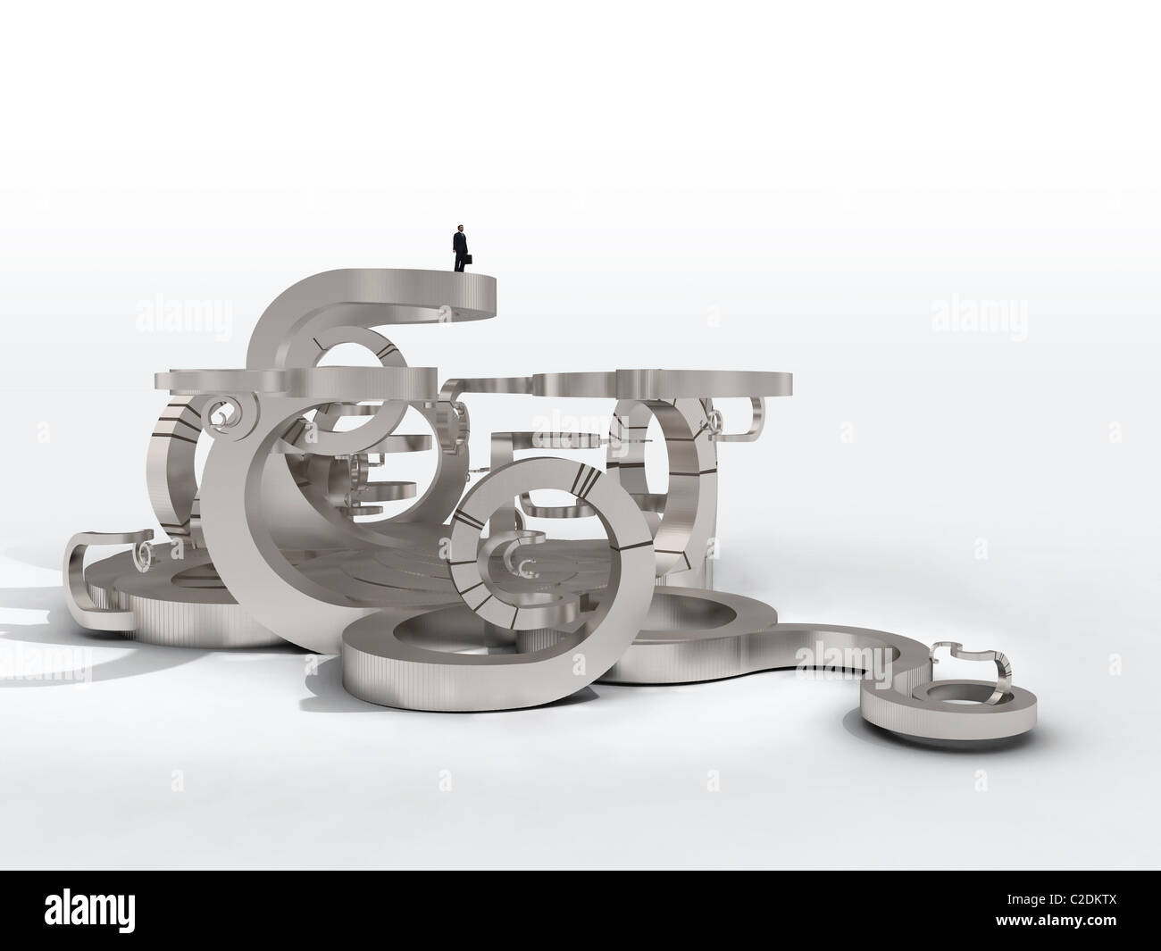 Geschäftsmann löst das Rätsel Stockfoto