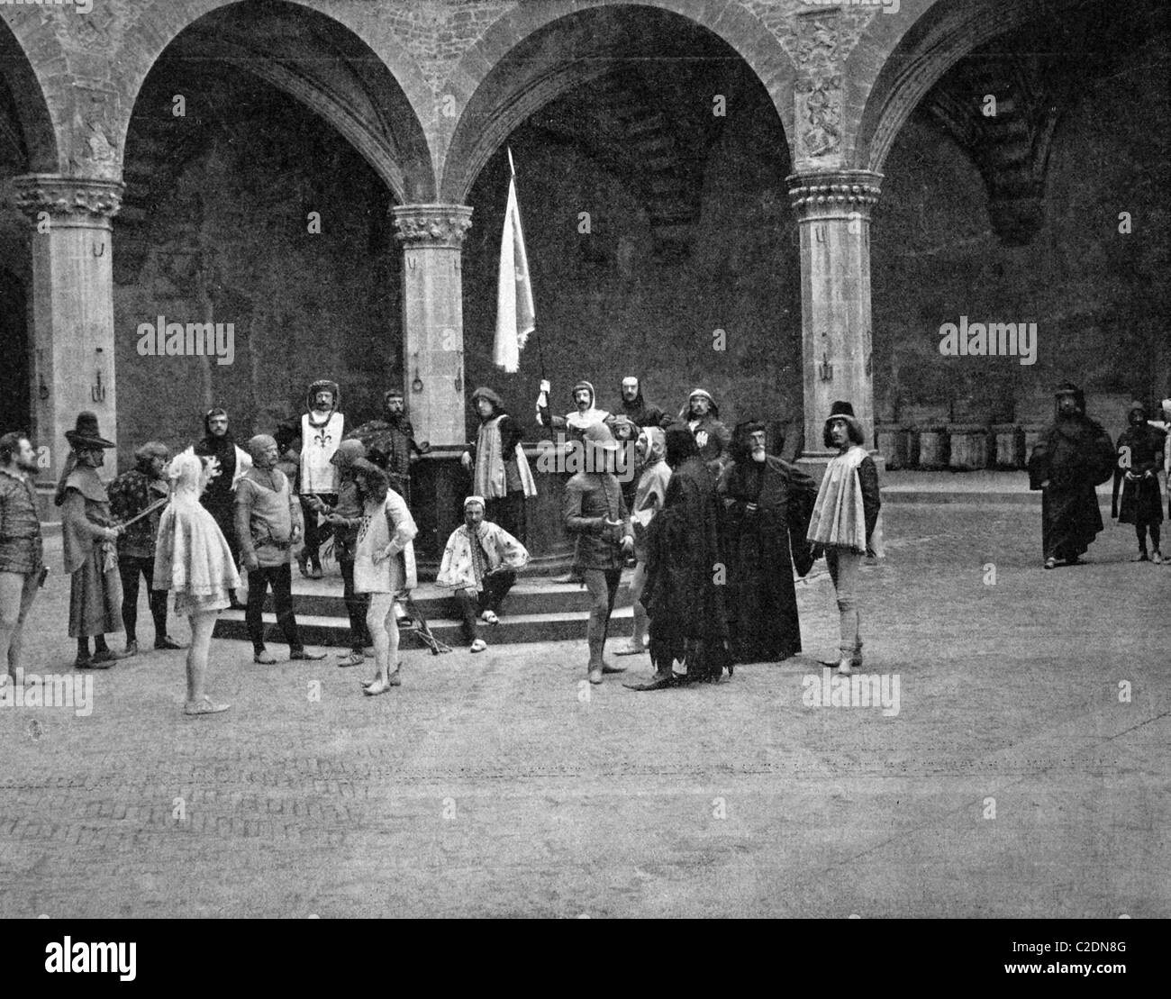 Eines der ersten Autotypen der Hallen des Medici-Palast, Florenz, Italien, historische Fotografie, 1884 Stockfoto