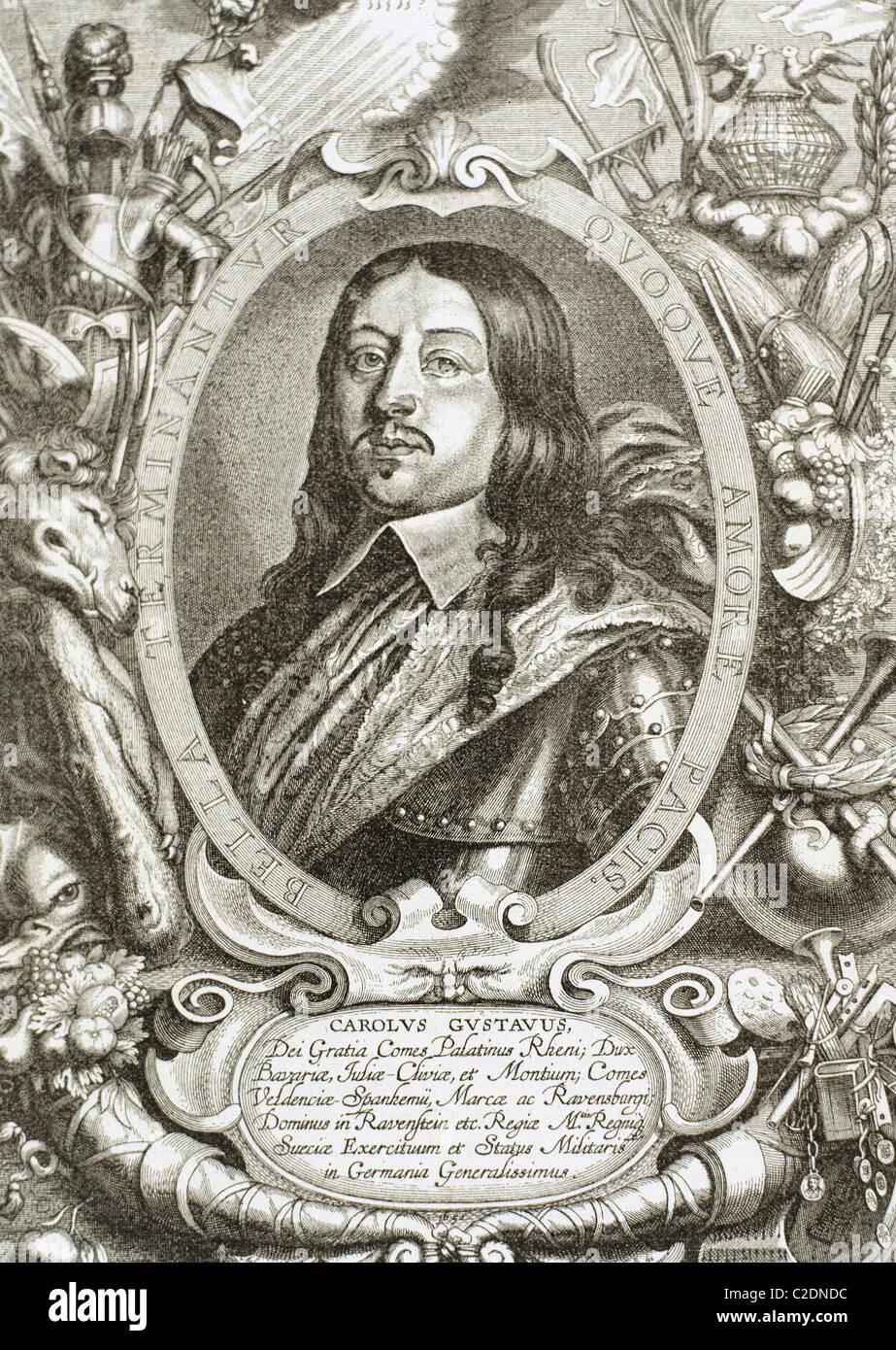 Gustav (1622-1660). König von Schweden von 1654 bis zu seinem Tod. Gravur. Stockfoto