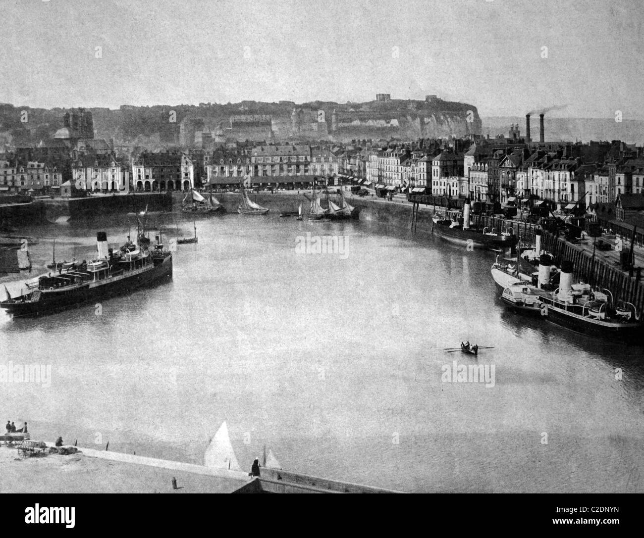 Eines der ersten Autotypen den Hafen von Dieppe, Frankreich, historische Fotografie, 1884 Stockfoto