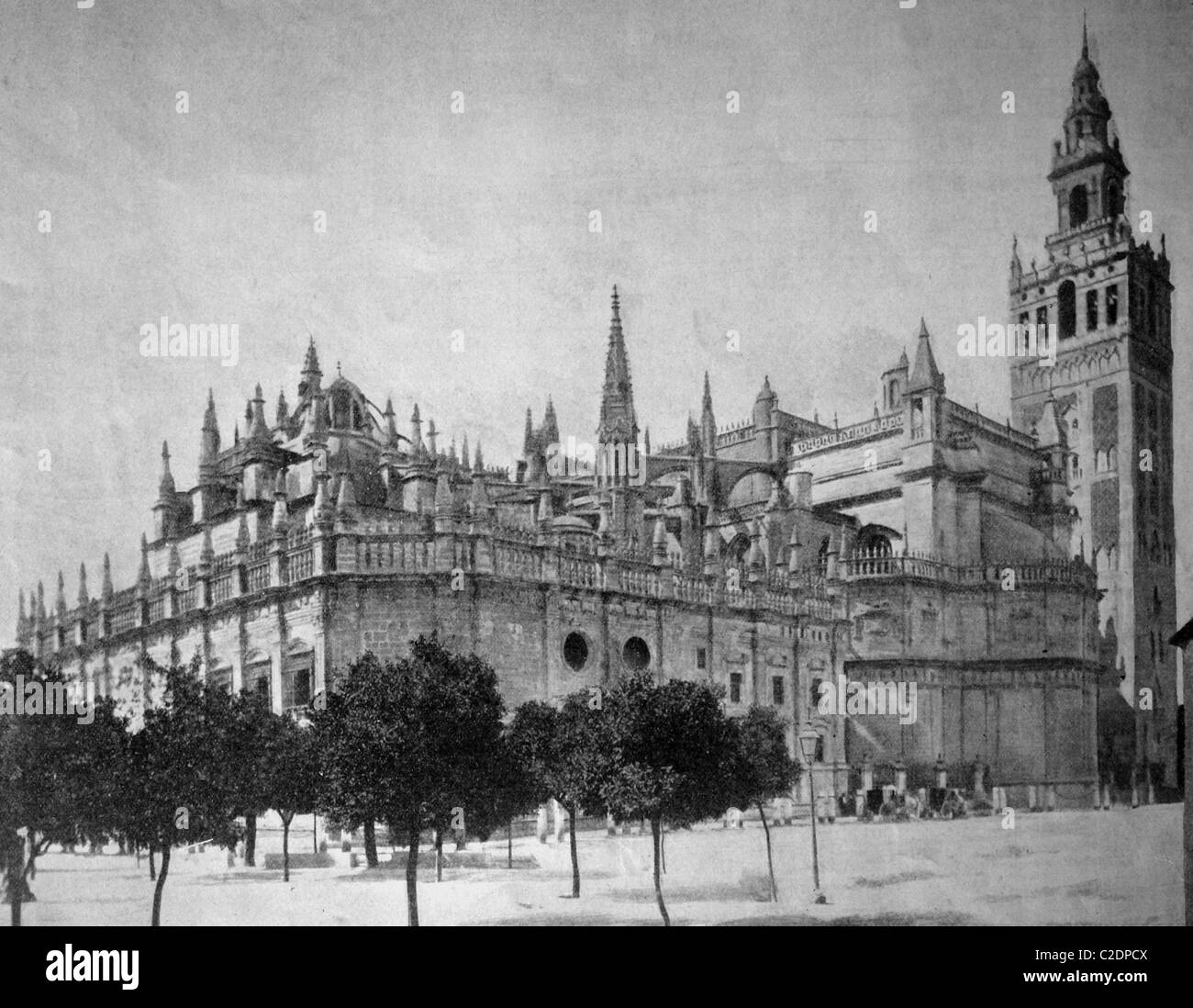 Eines der ersten Autotypen der Kathedrale von Sevilla, historische Fotografie, 1884 Stockfoto