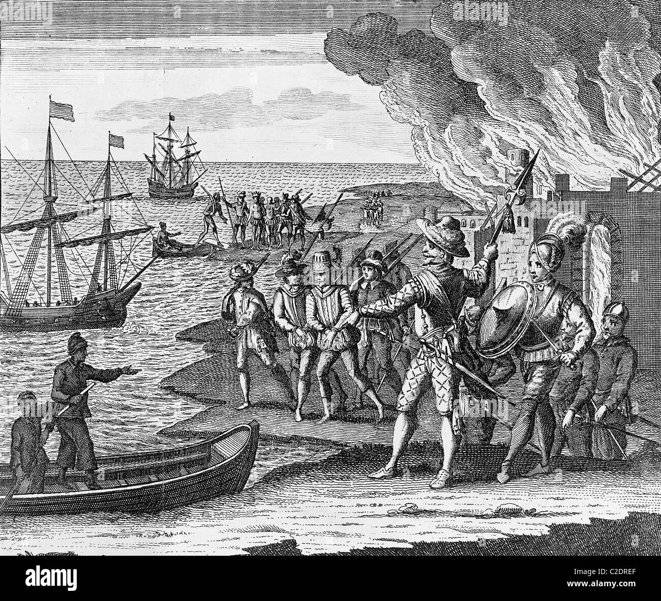 Sir Walter Raleigh Eroberung von Trinidad Stockfoto