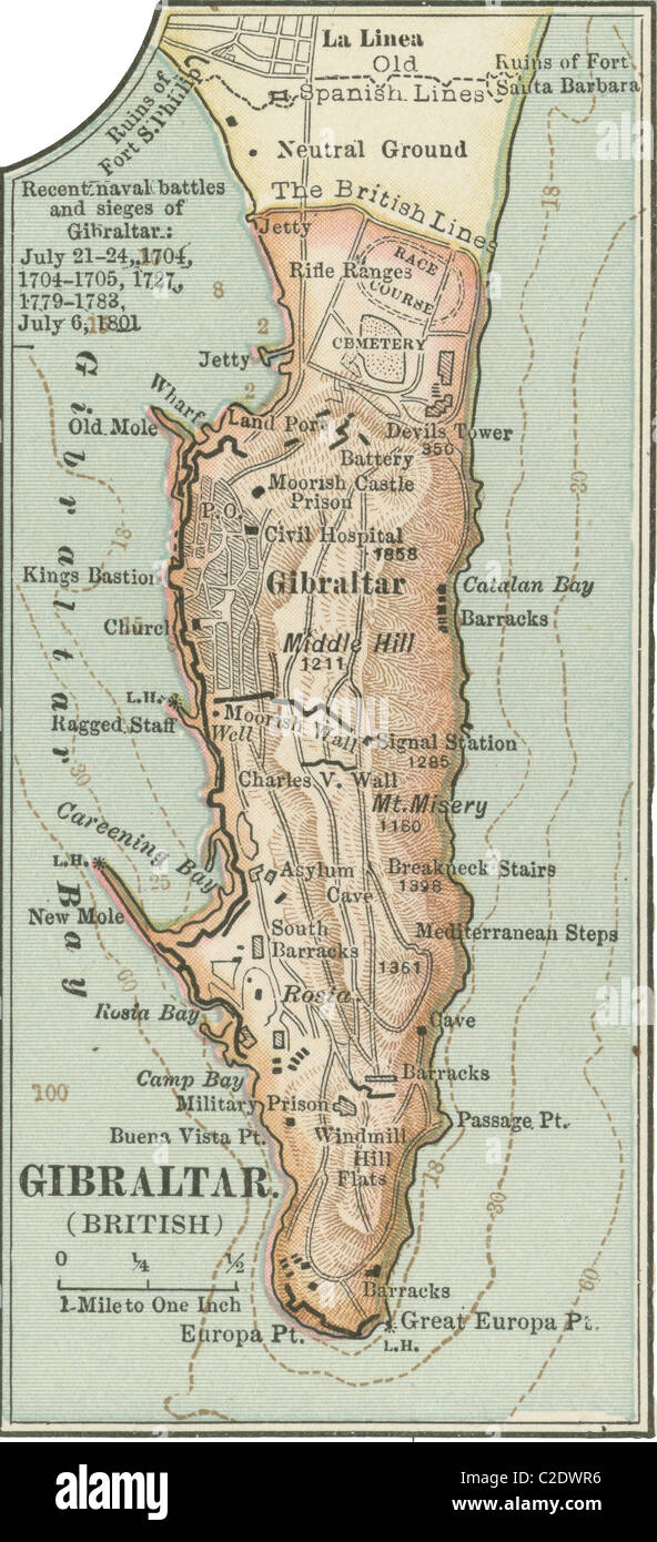 Karte von Gibraltar Stockfoto