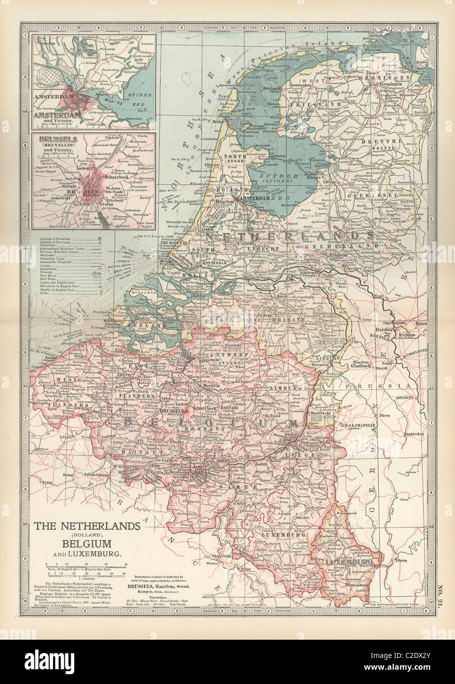 Karte von Niederlande und Belgien Stockfoto